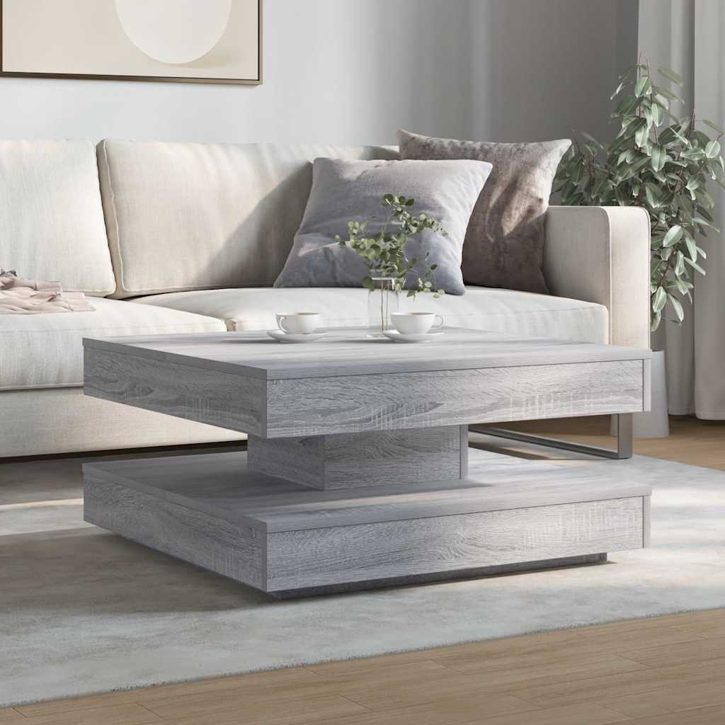 360 degree rotating coffee table, sonoma gray 70x70x34.5 cm