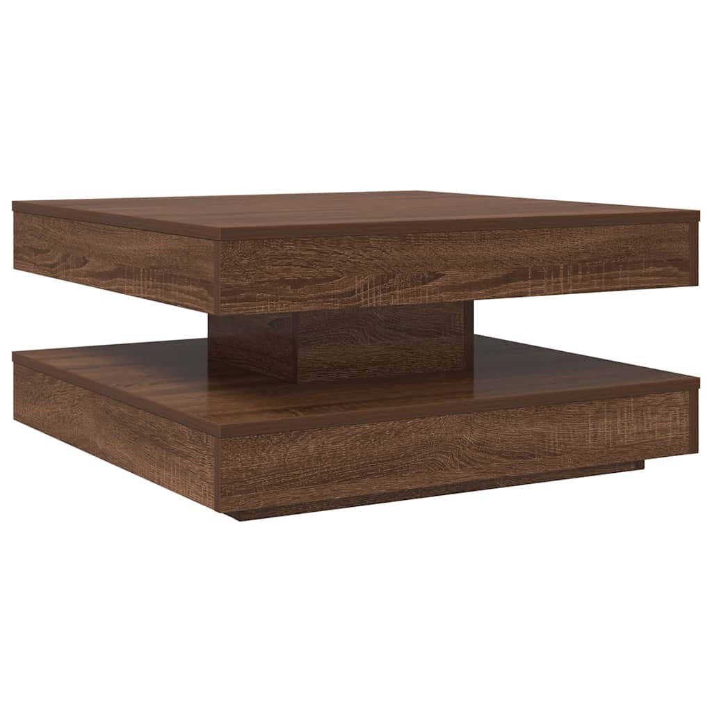 360 degree rotating coffee table, brown oak 70x70x34.5 cm