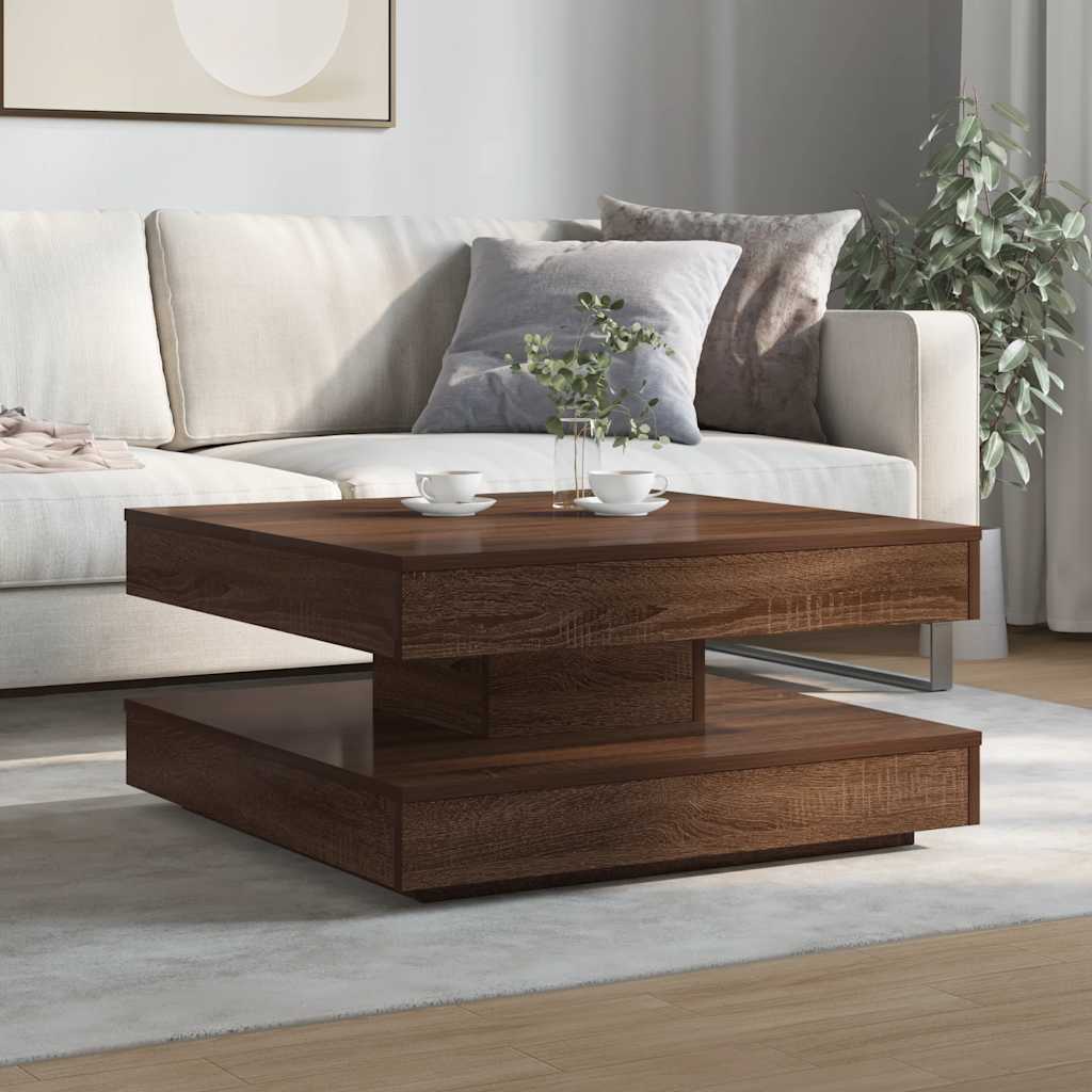 360 degree rotating coffee table, brown oak 70x70x34.5 cm