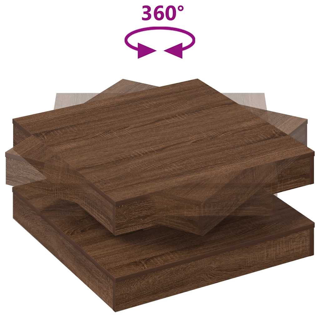 360 degree rotating coffee table, brown oak 70x70x34.5 cm