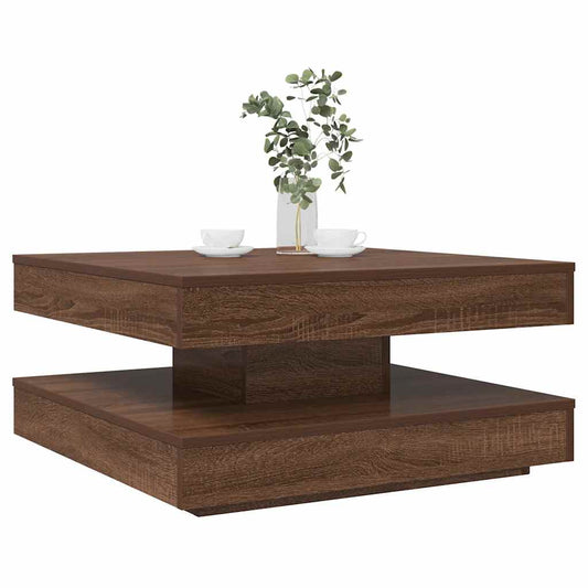 360 degree rotating coffee table, brown oak 70x70x34.5 cm