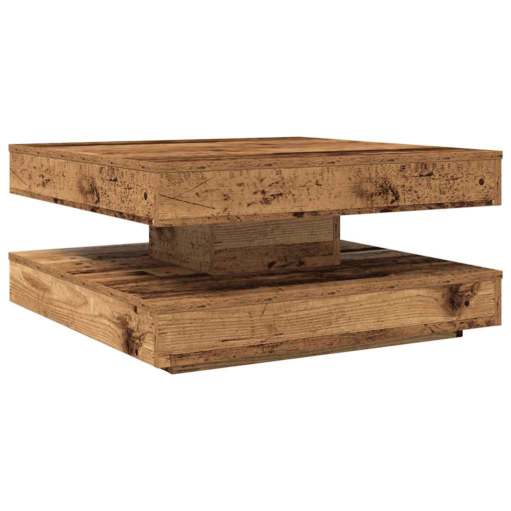 360 degree rotating coffee table, old wood 70x70x34.5 cm