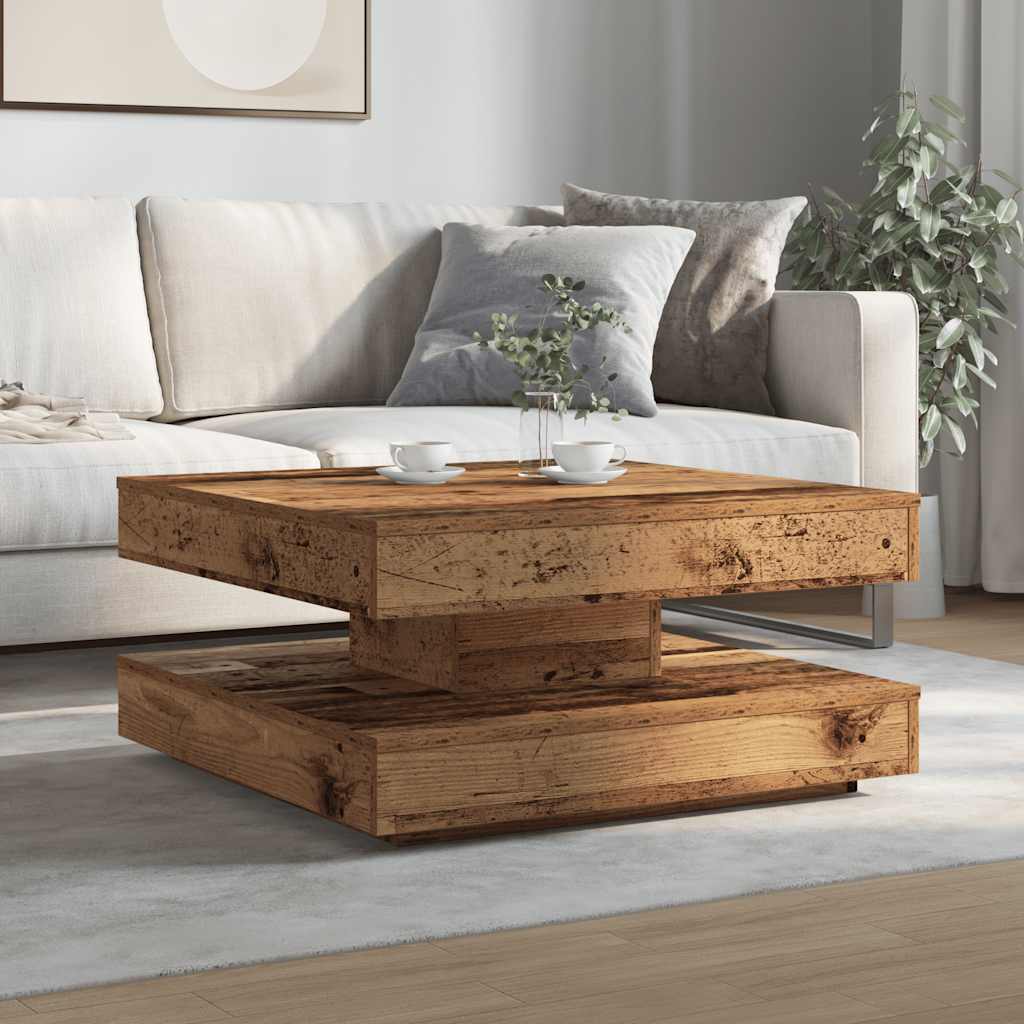 360 degree rotating coffee table, old wood 70x70x34.5 cm