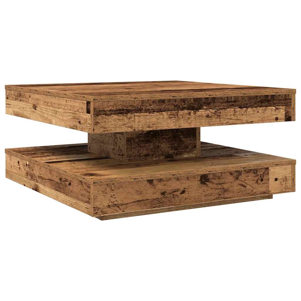 360 degree rotating coffee table, old wood 70x70x34.5 cm