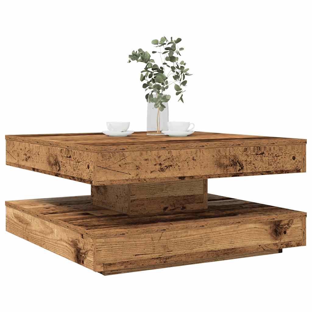 360 degree rotating coffee table, old wood 70x70x34.5 cm