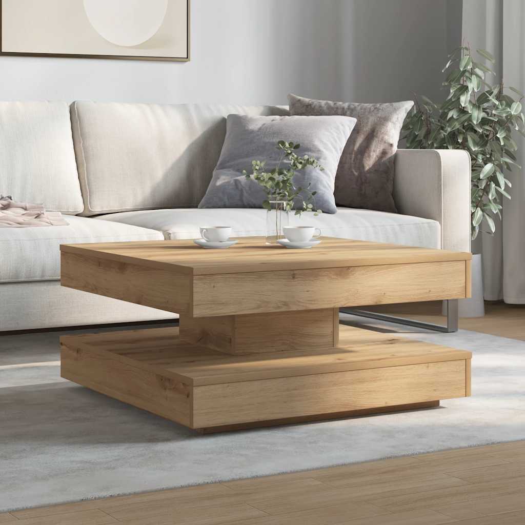 360 degree rotating coffee table, handcrafted oak 70x70x34.5 cm