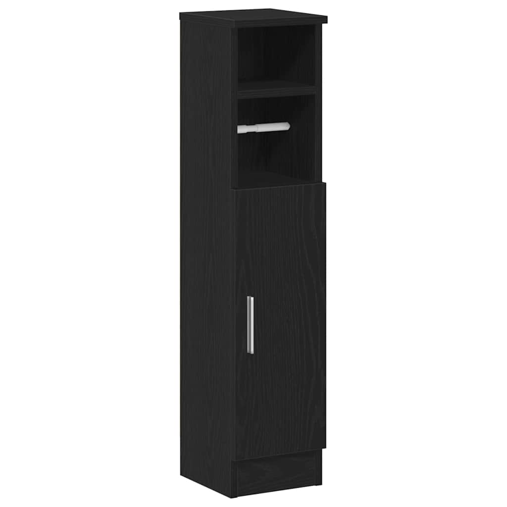 Bathroom cabinet with roller stand, black, 20.5x22x90 cm