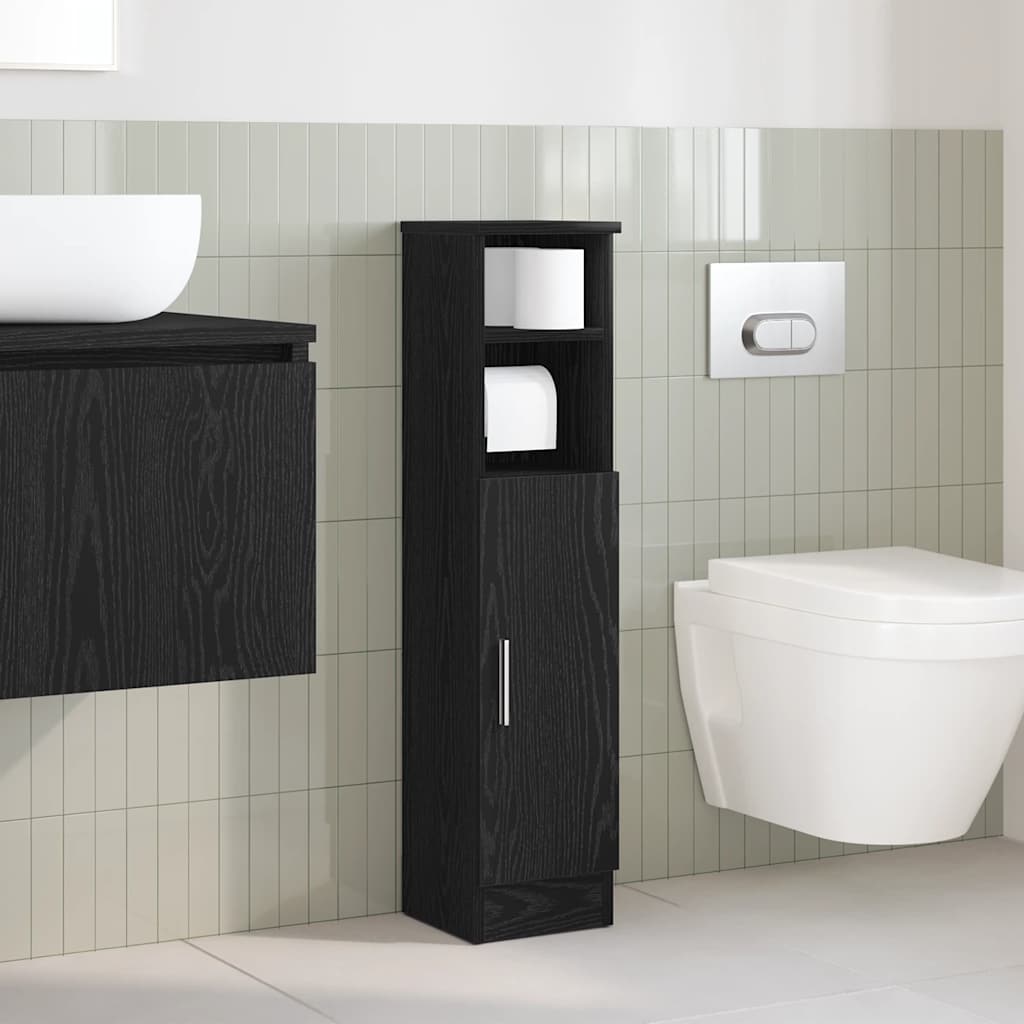 Bathroom cabinet with roller stand, black, 20.5x22x90 cm