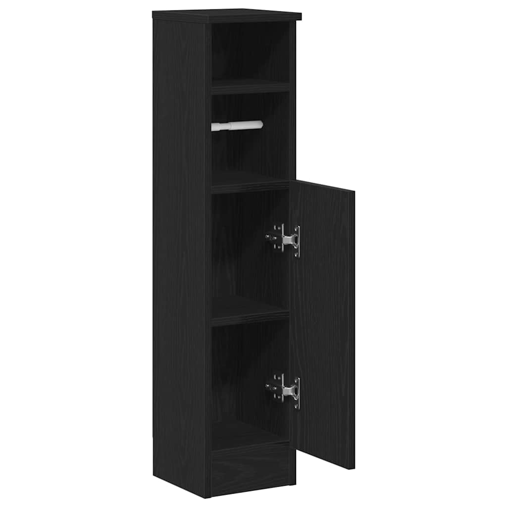 Bathroom cabinet with roller stand, black, 20.5x22x90 cm