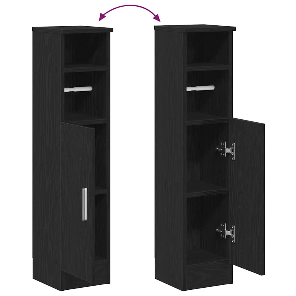 Bathroom cabinet with roller stand, black, 20.5x22x90 cm