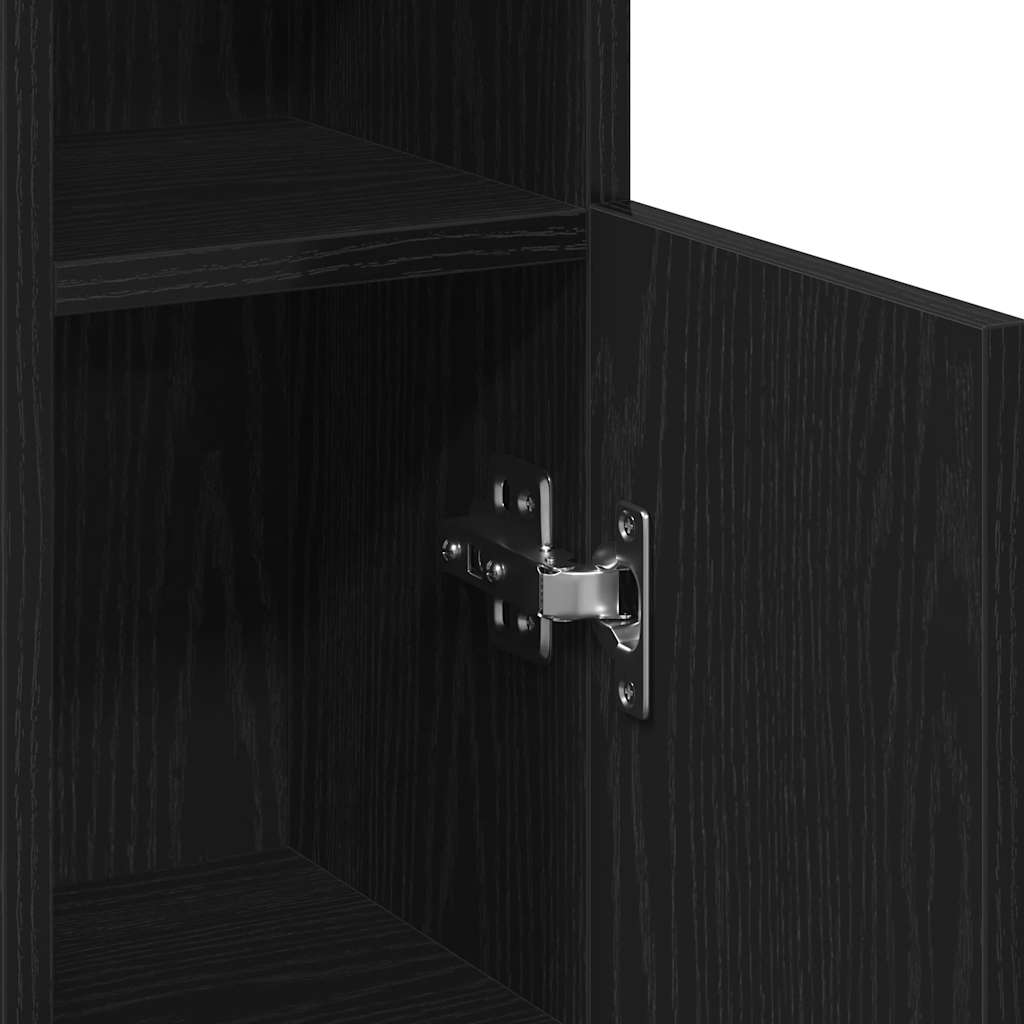 Bathroom cabinet with roller stand, black, 20.5x22x90 cm