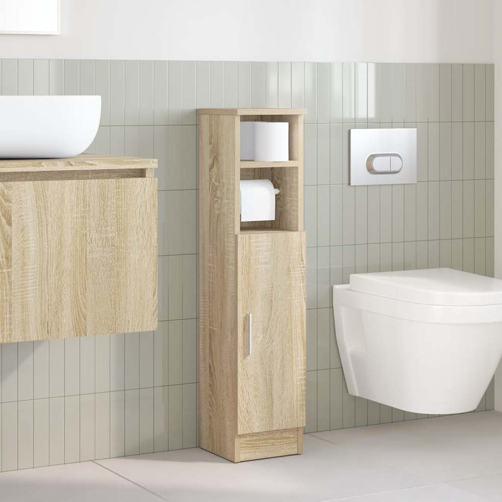 Bathroom cabinet with roller stand, sonoma oak, 20.5x22x90 cm