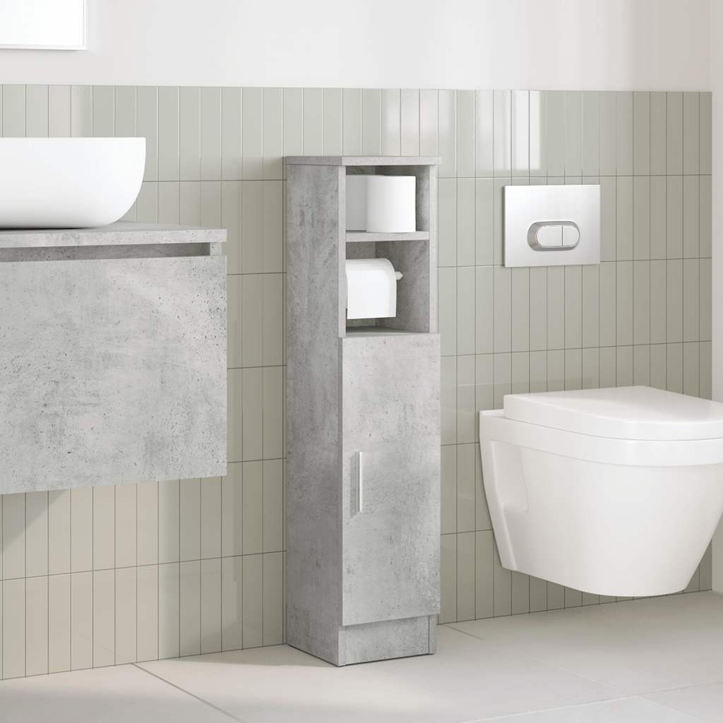 Bathroom cabinet with roller stand, concrete grey, 20.5x22x90 cm