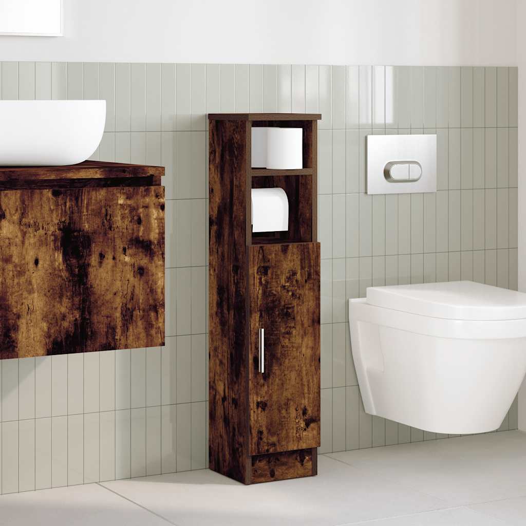 Bathroom cabinet with roller stand, smoked oak, 20.5x22x90 cm