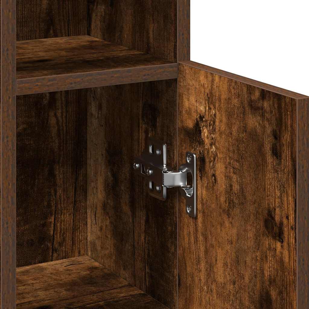 Bathroom cabinet with roller stand, smoked oak, 20.5x22x90 cm