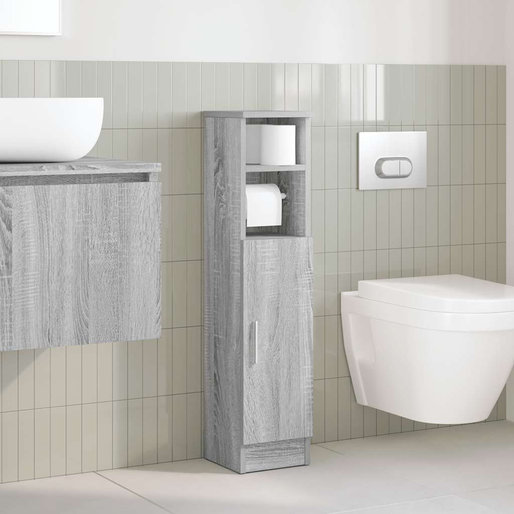 Bathroom cabinet with roller stand, sonoma grey, 20.5x22x90 cm