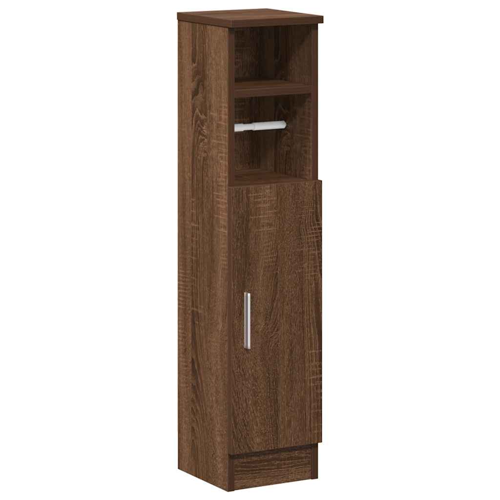 Bathroom cabinet with roller stand, brown oak, 20.5x22x90 cm