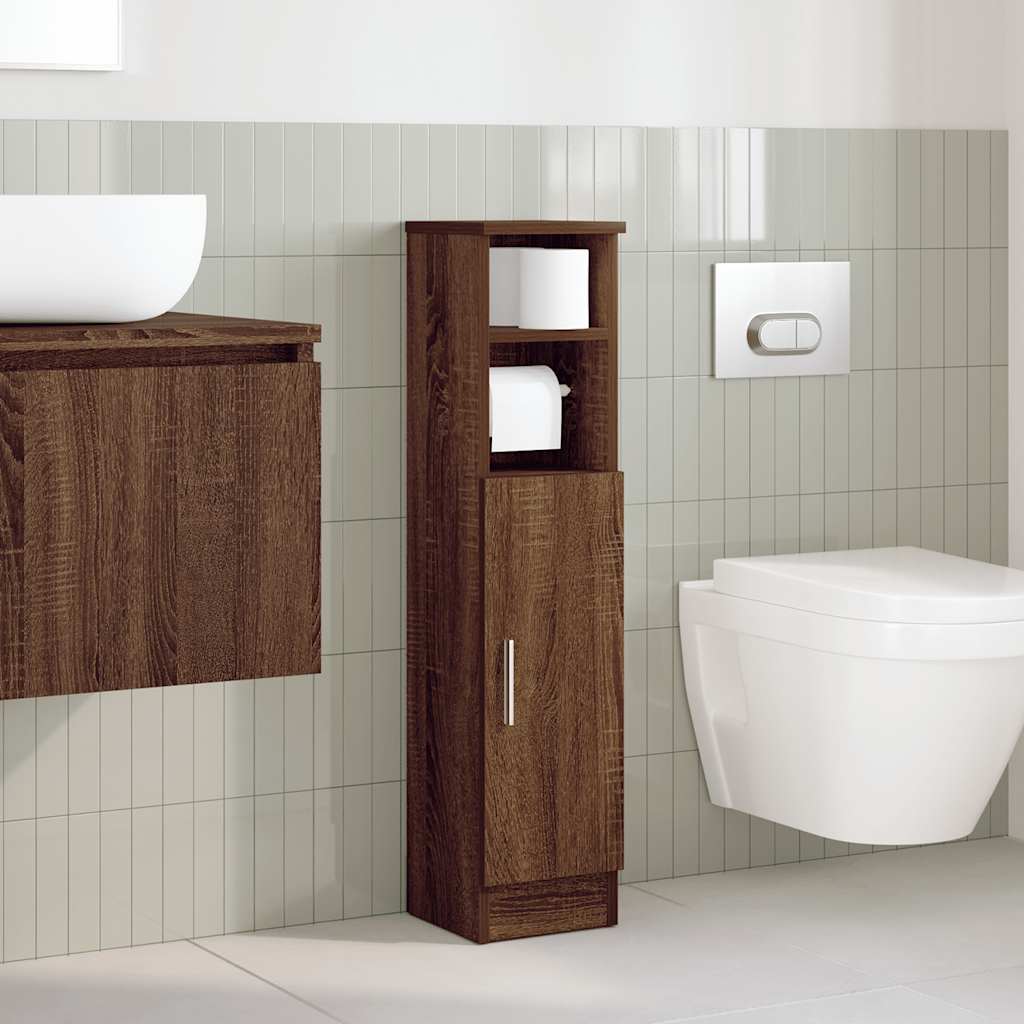 Bathroom cabinet with roller stand, brown oak, 20.5x22x90 cm