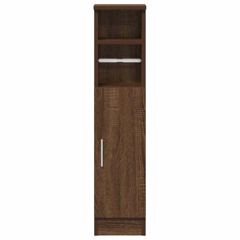 Bathroom cabinet with roller stand, brown oak, 20.5x22x90 cm