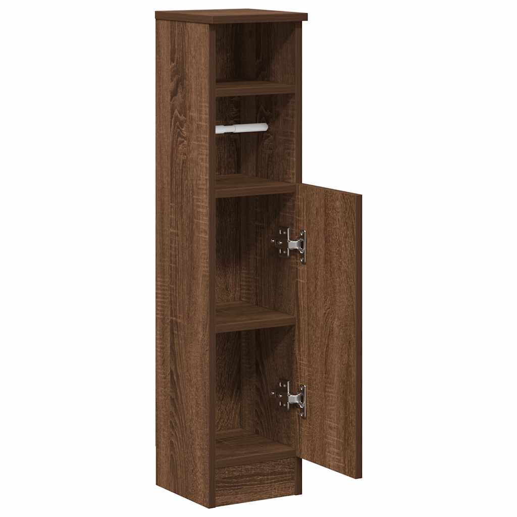 Bathroom cabinet with roller stand, brown oak, 20.5x22x90 cm