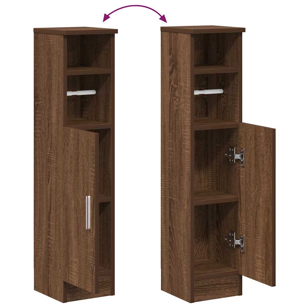 Bathroom cabinet with roller stand, brown oak, 20.5x22x90 cm