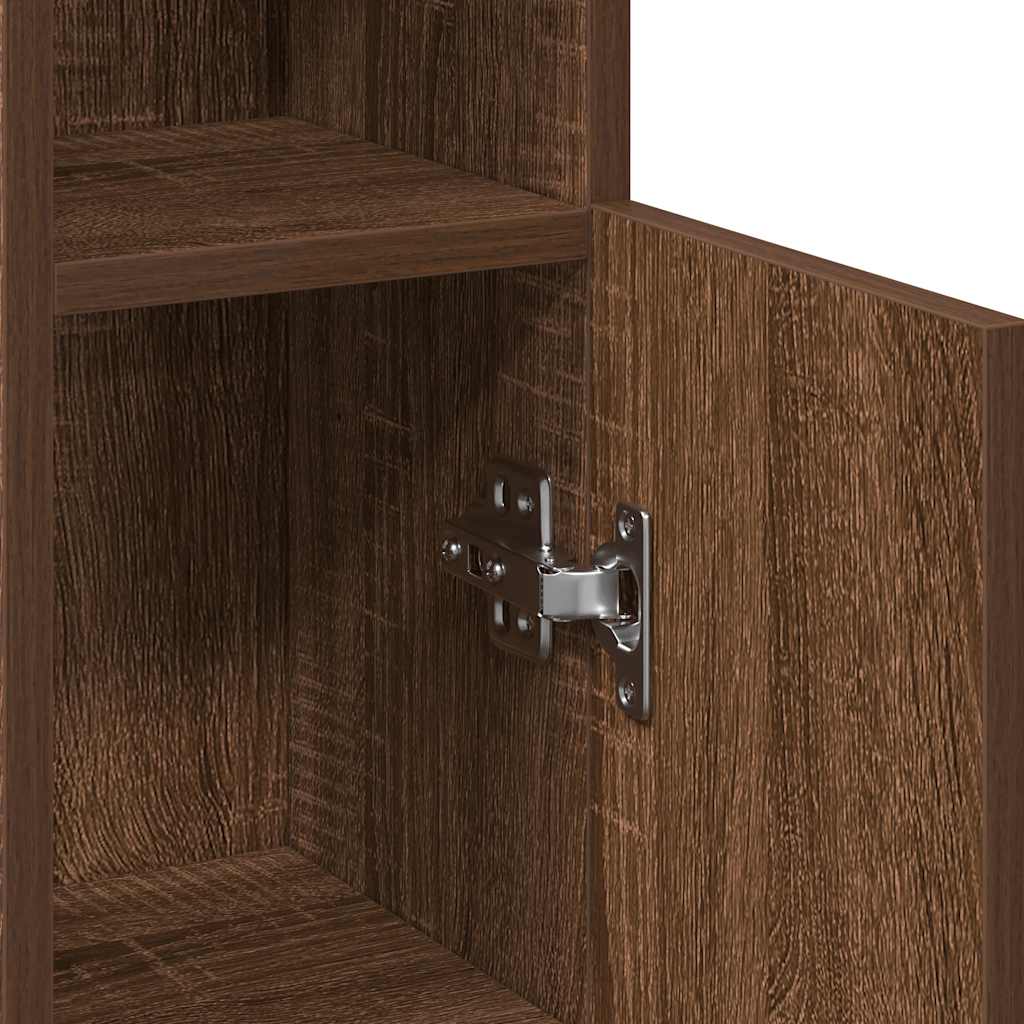 Bathroom cabinet with roller stand, brown oak, 20.5x22x90 cm