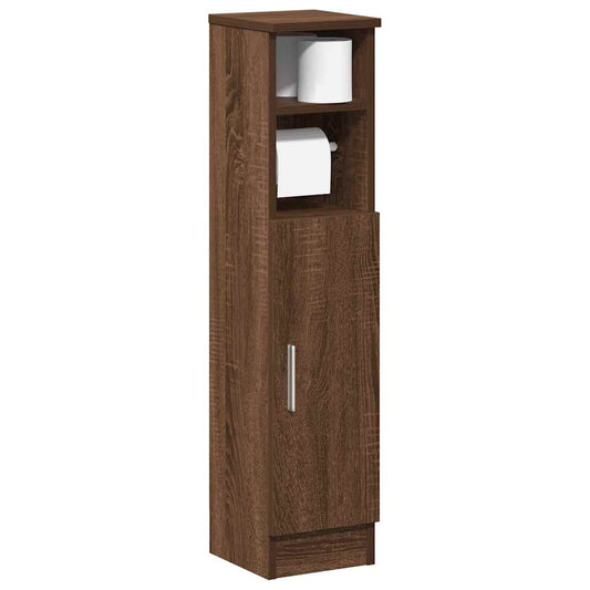 Bathroom cabinet with roller stand, brown oak, 20.5x22x90 cm