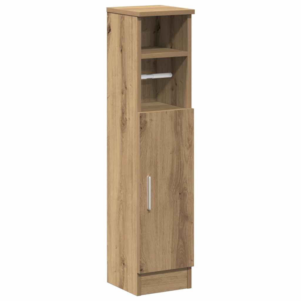 Bathroom cabinet with roller stand, handcrafted oak, 20.5x22x90 cm