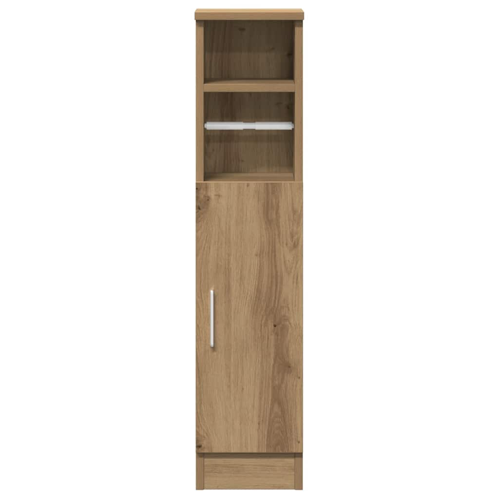 Bathroom cabinet with roller stand, handcrafted oak, 20.5x22x90 cm