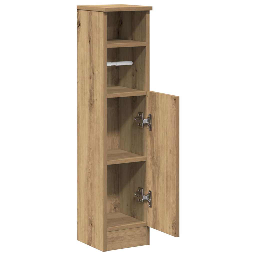 Bathroom cabinet with roller stand, handcrafted oak, 20.5x22x90 cm