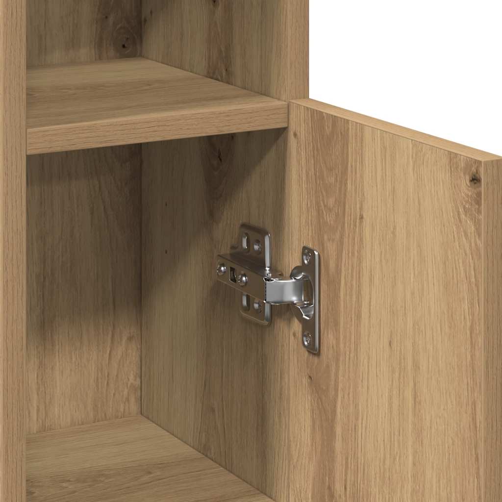 Bathroom cabinet with roller stand, handcrafted oak, 20.5x22x90 cm