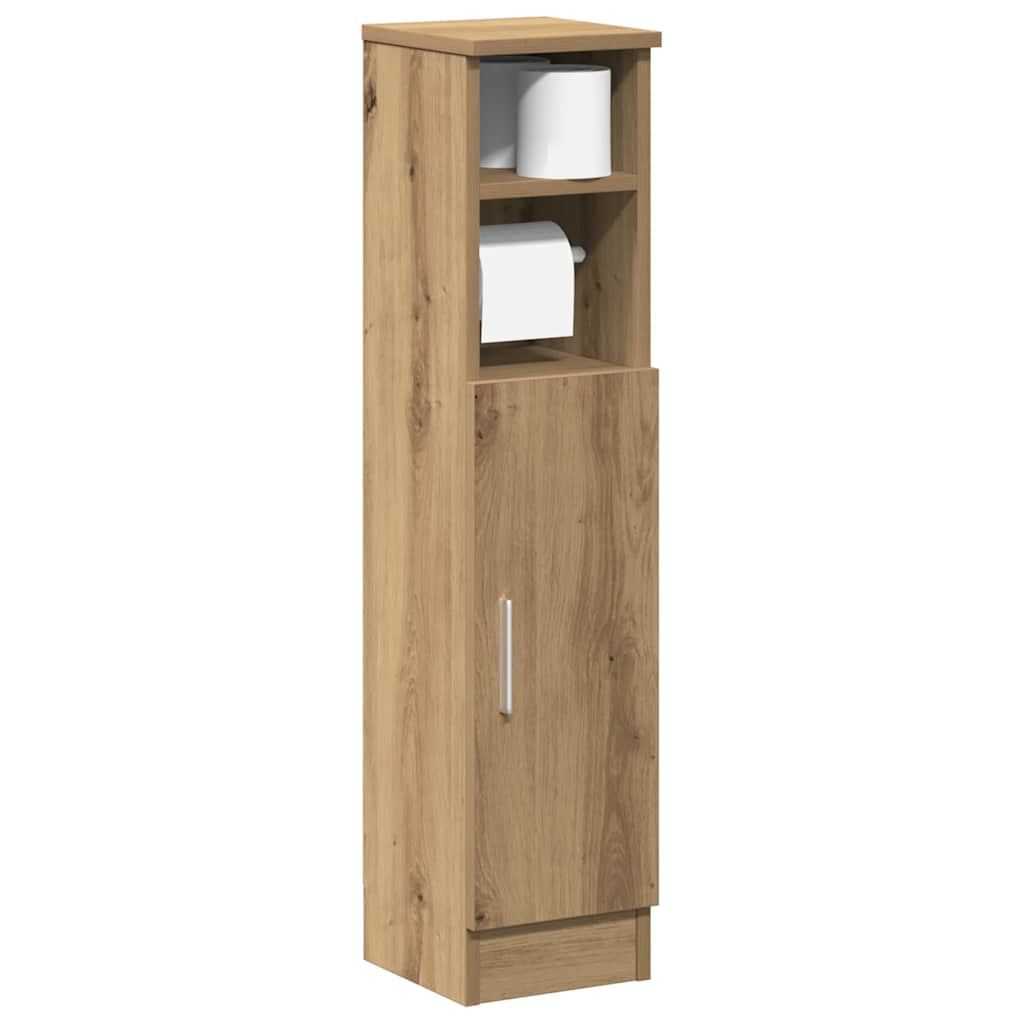 Bathroom cabinet with roller stand, handcrafted oak, 20.5x22x90 cm