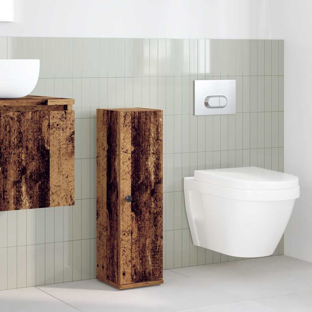 Bathroom cabinet with roller stand, old wood, 20.5x22x72 cm