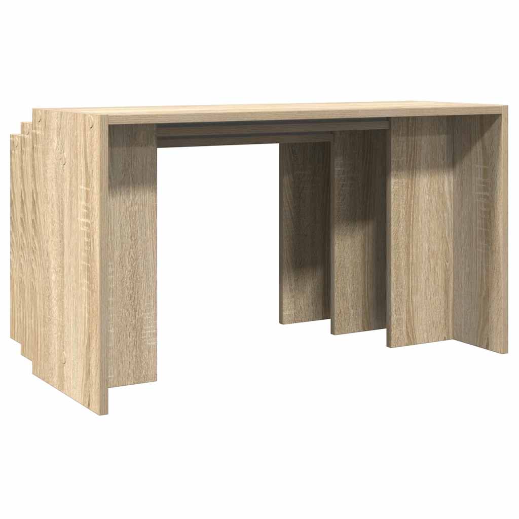 Stackable tables, 3 pcs., sonoma oak, engineered wood