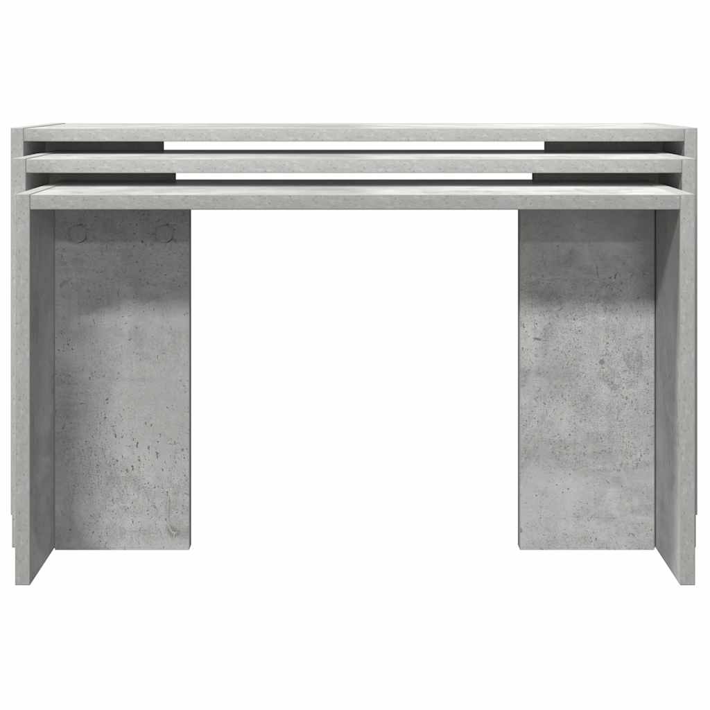 Stackable tables, 3 pcs., concrete grey, processed wood