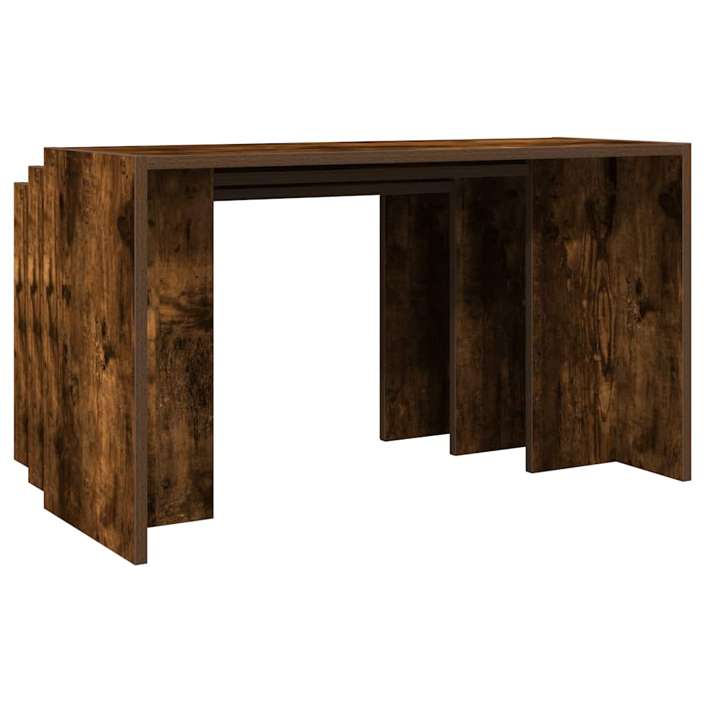 Side tables, 3 pcs., smoked oak, processed wood