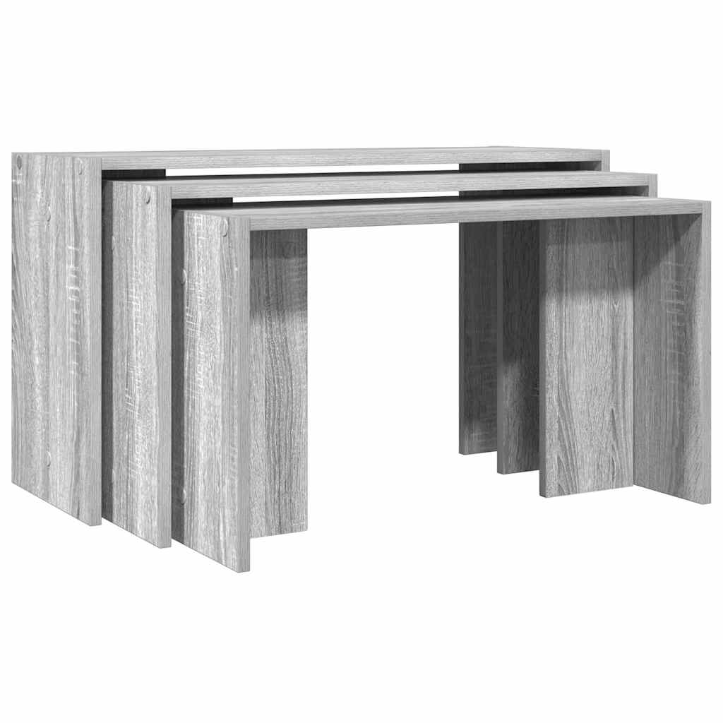 Side tables, 3 pcs., sonoma grey, engineered wood