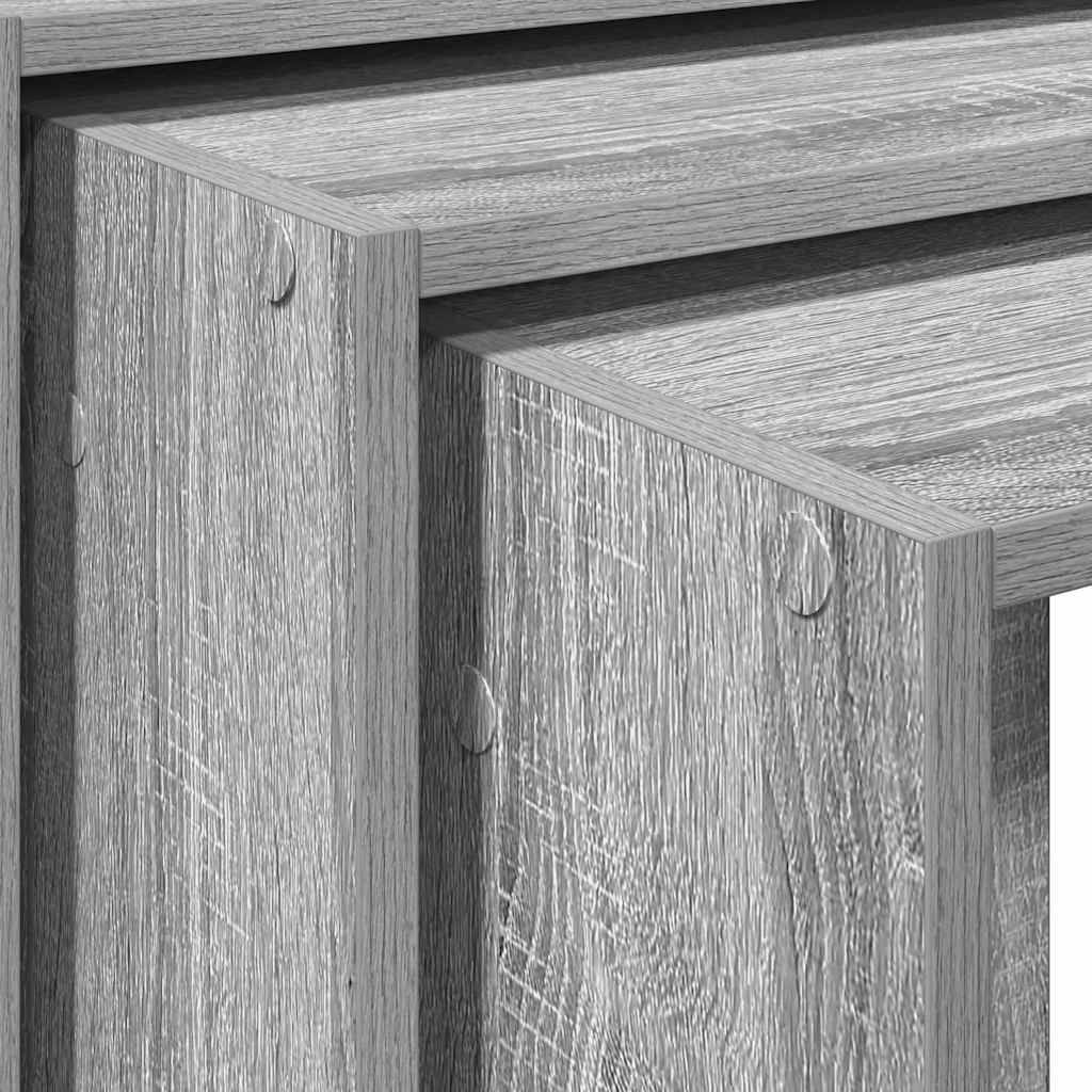 Side tables, 3 pcs., sonoma grey, engineered wood