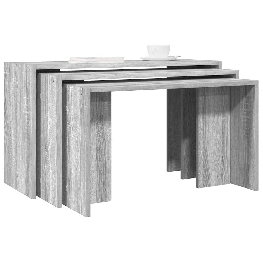 Side tables, 3 pcs., sonoma grey, engineered wood