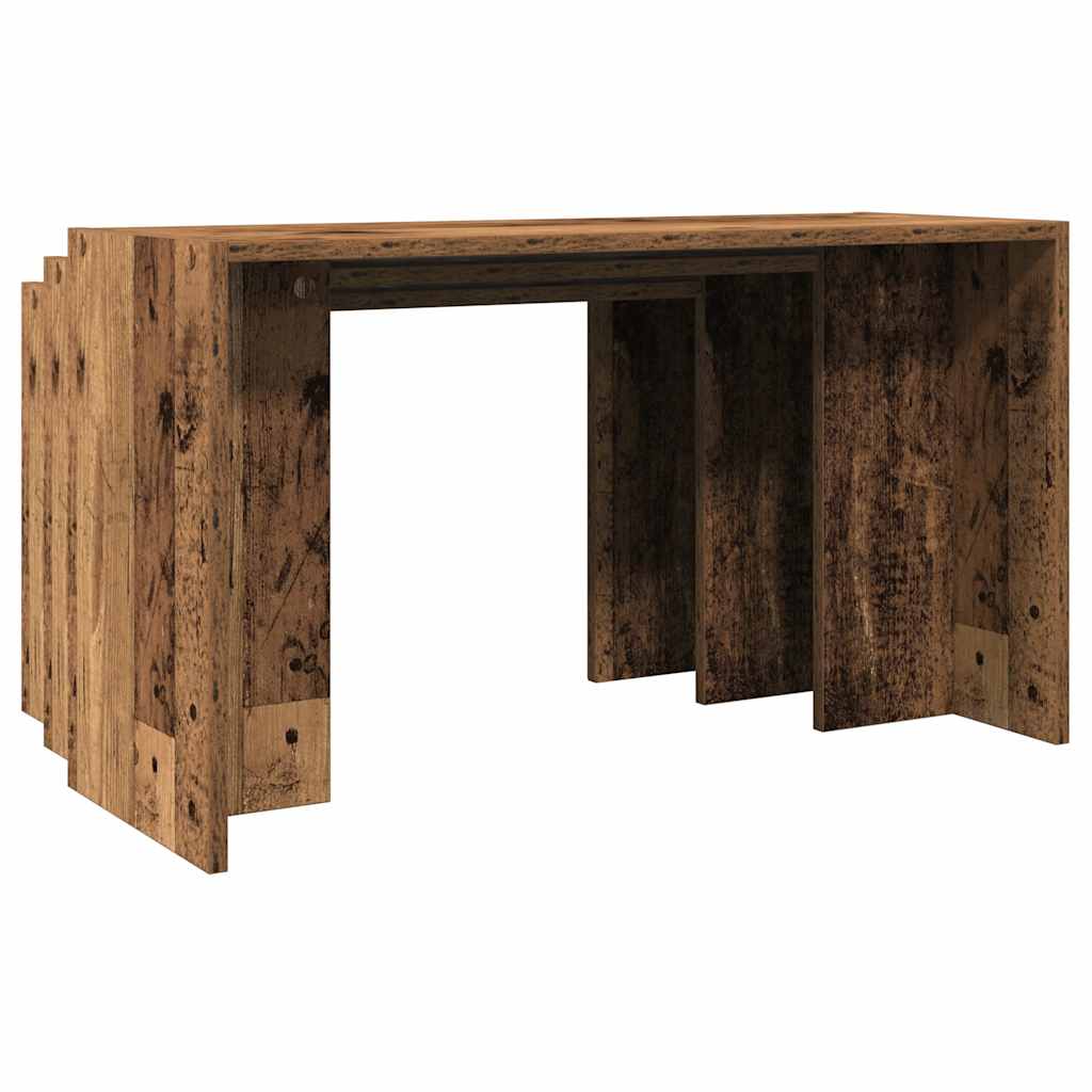 Stackable tables, 3 pcs., old wood, processed wood