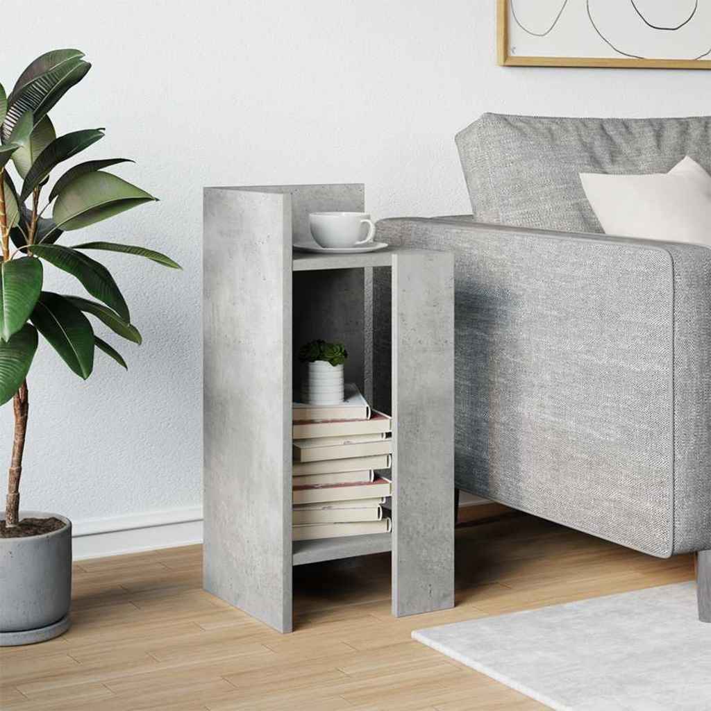 Side table with shelf concrete gray 25.5x27x60 cm