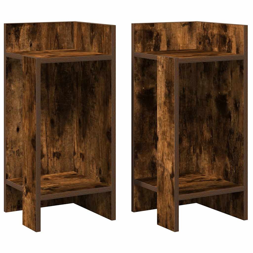 Side tables 2 pcs with smoked oak shelf 25.5x27x60 cm