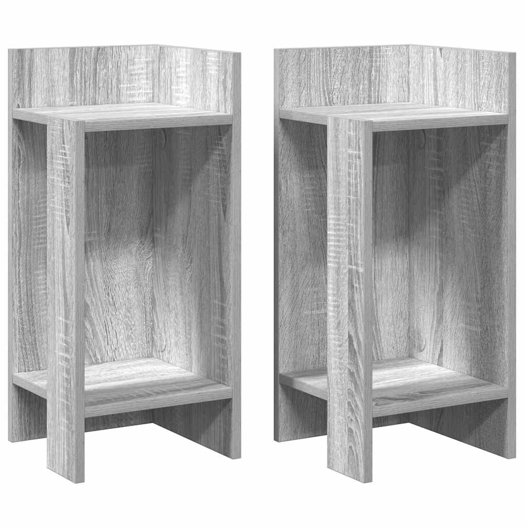 Side tables 2 pcs with shelf Sonoma Grey 25.5x27x60 cm