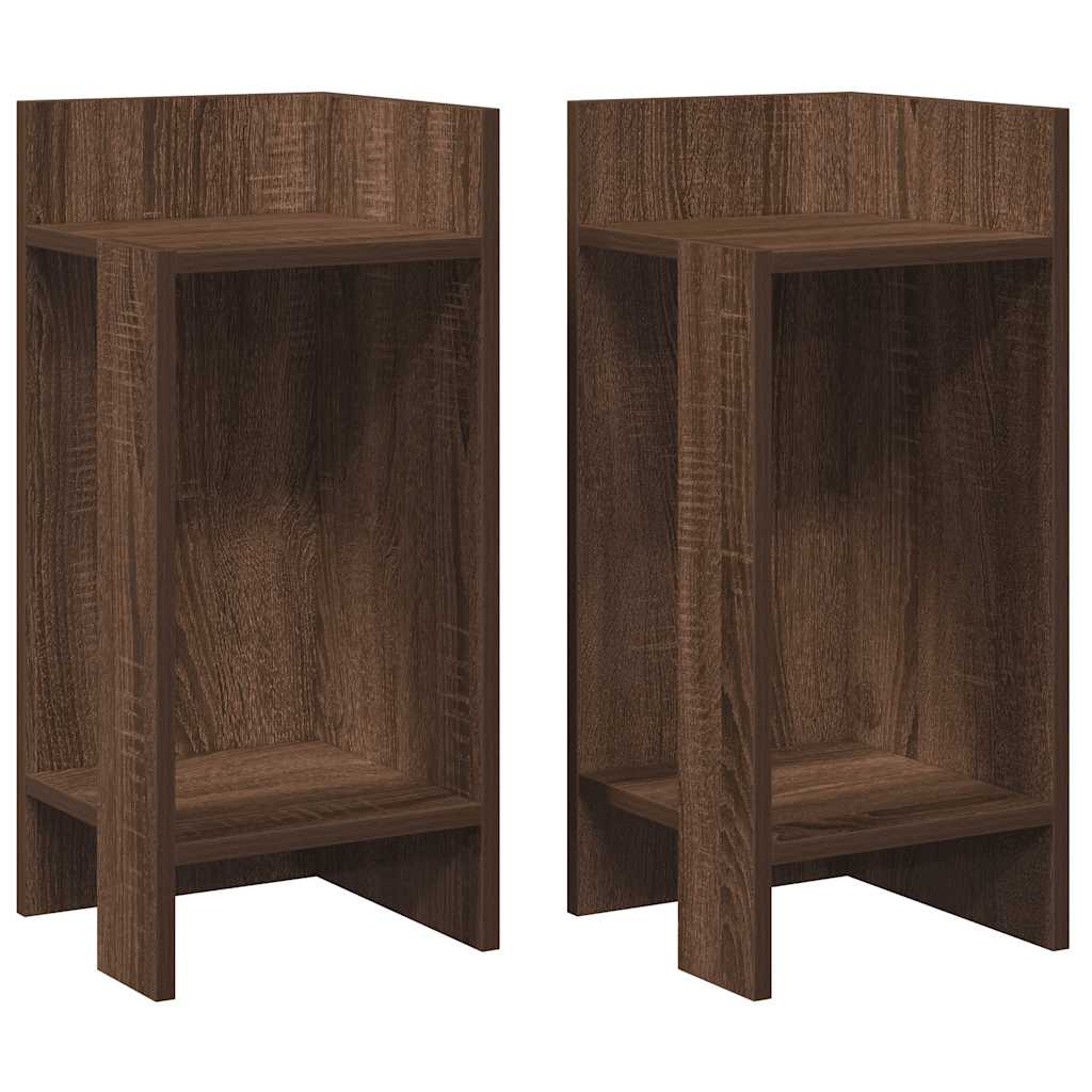 Side tables 2 pcs with shelf brown oak 25.5x27x60 cm