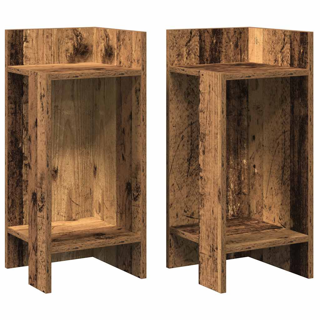 Side tables 2 pcs with shelf old wood 25.5x27x60 cm