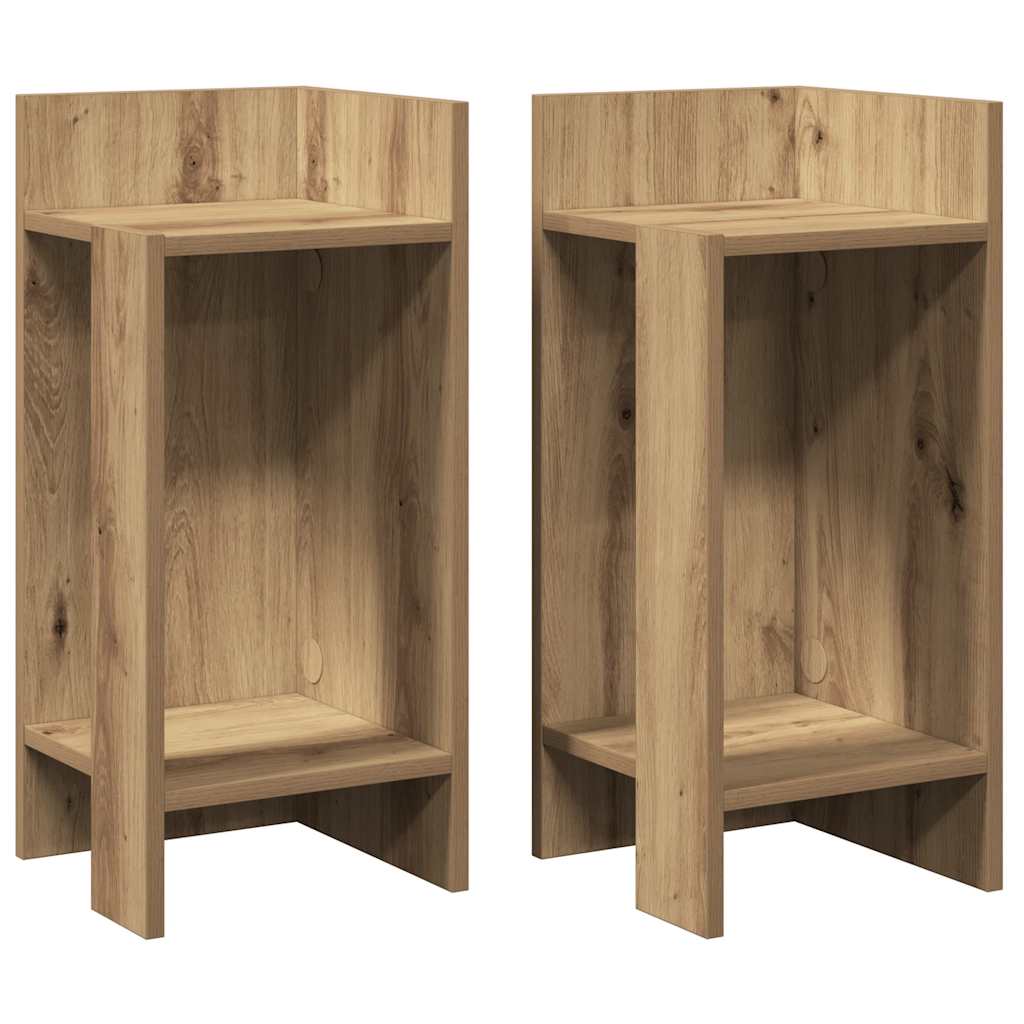 Side tables 2 pcs with shelf Artisanal oak 25.5x27x60 cm