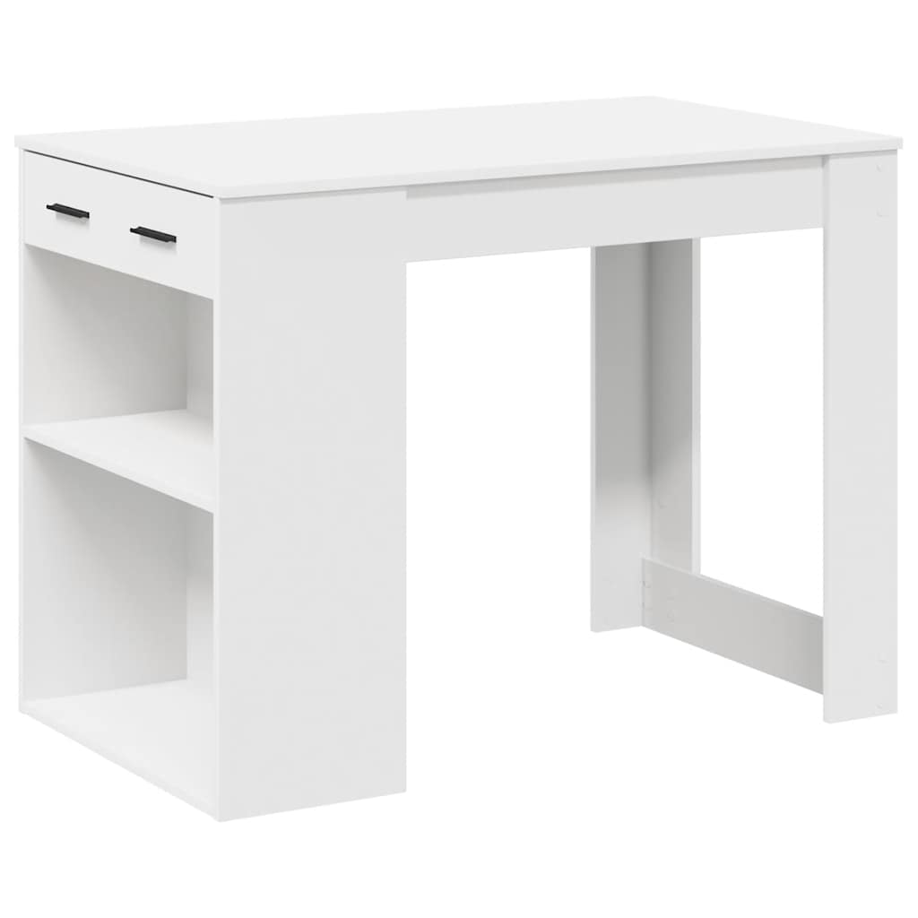 Desk with drawer and shelf white 102x62x77.5 cm processed wood