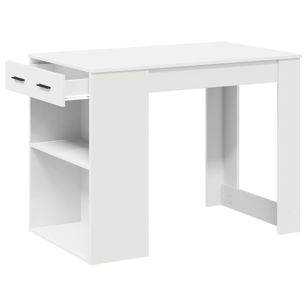 Desk with drawer and shelf white 102x62x77.5 cm processed wood