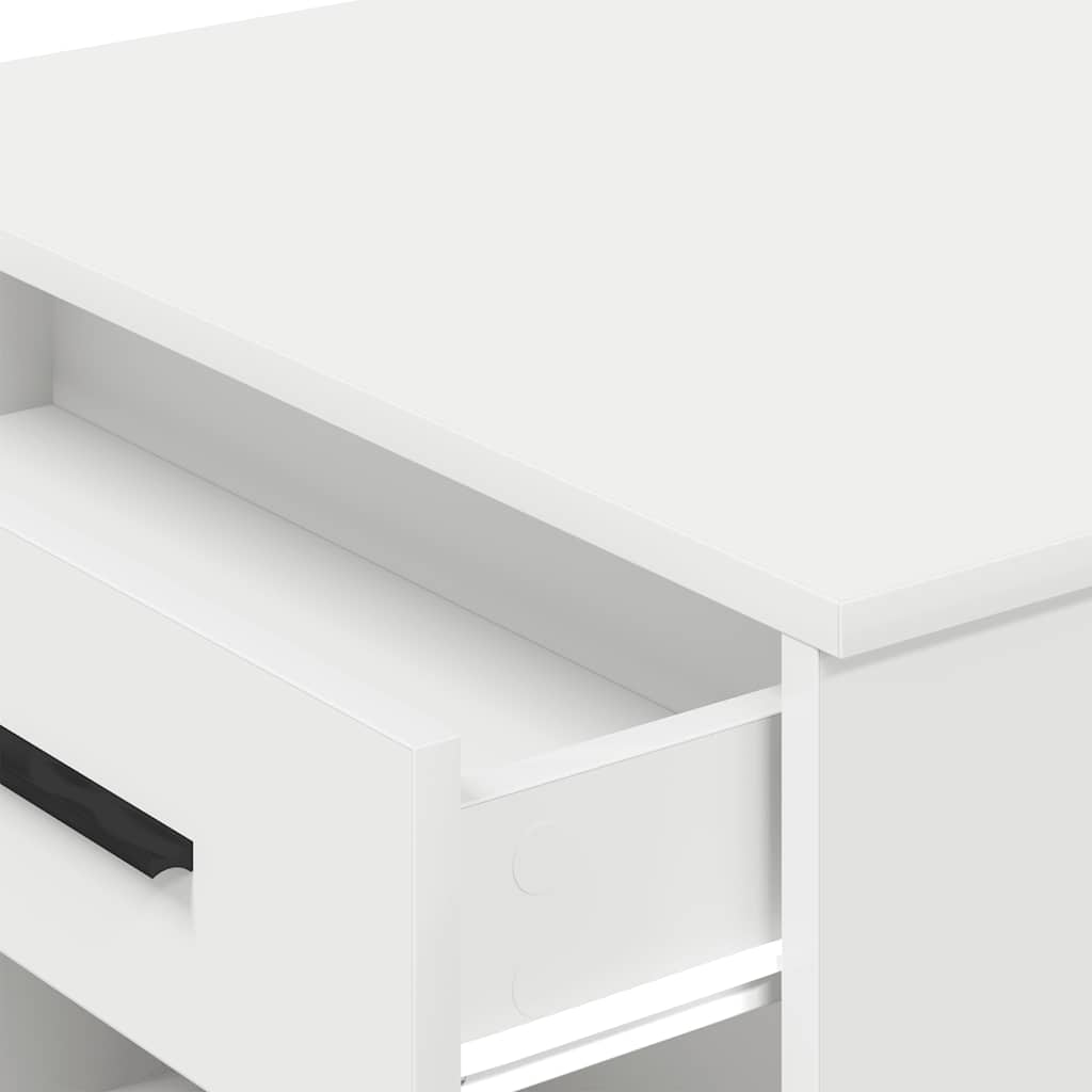 Desk with drawer and shelf white 102x62x77.5 cm processed wood