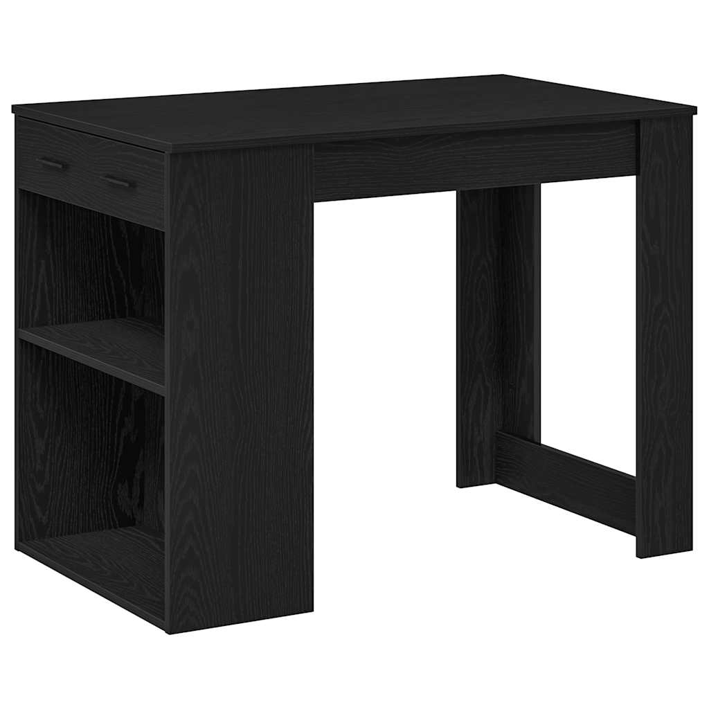 Desk with drawer and shelf Black oak 102x62x77.5 cm processed wood